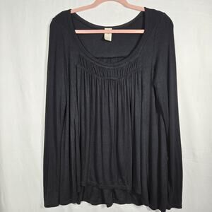 We The Free Love Valley Top Womens Small Black Long Sleeve Boho Peasant Flowy